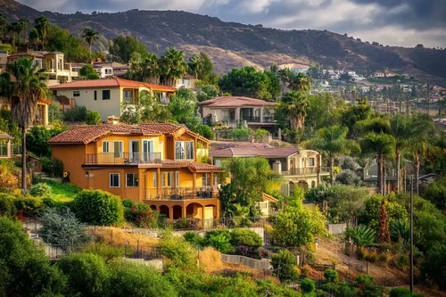 Houses on a hill in El Cajon, CA