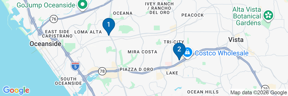 Map showing facility locations