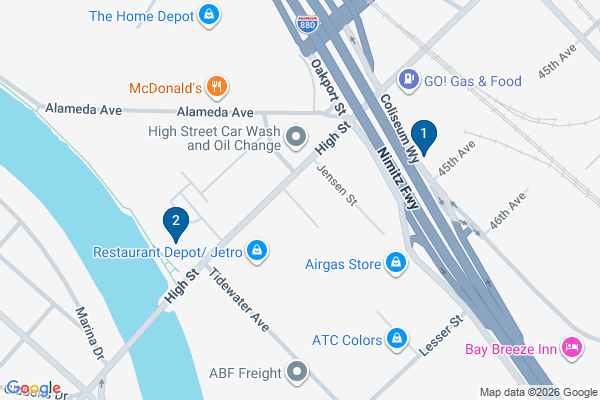 Map showing facility locations