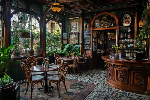 Cozy cafe with plants